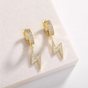 Gold Lightning Bolt Earrings